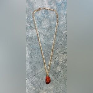 Estate, Eligant Women’s Two chain Pomergranate Seed Necklace with Red Pendant